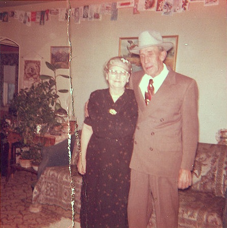  Davy & Zora Harbert in their living room - Last Chance, CO 