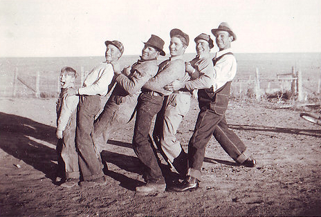  Harbert boys of Last Chance - Left to right:  Dick, Bob, Carl, Jim, Don & Ott Huessman 