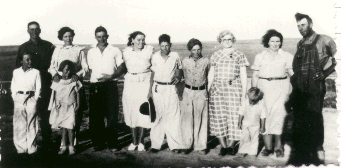  Davy & Zora Harbert Family:  Back Row:  Don, Fern, Keith, Margaret, Carl, Jim, Katie Statton-Beary (Zora's mother) Zora & Davy.  Front Row: Bob, Opal & Dick 