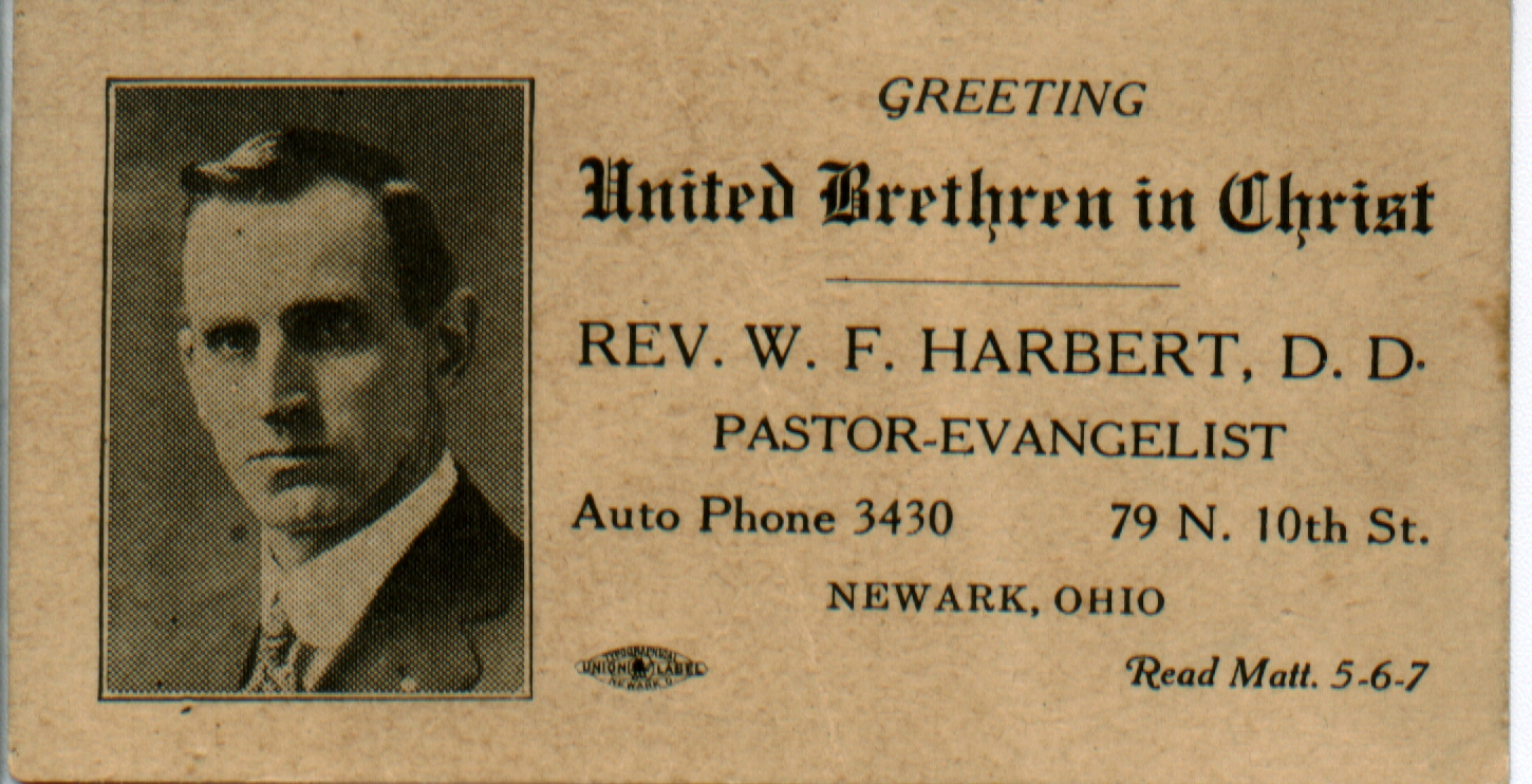  Rev. William Francis Harbert - calling card 