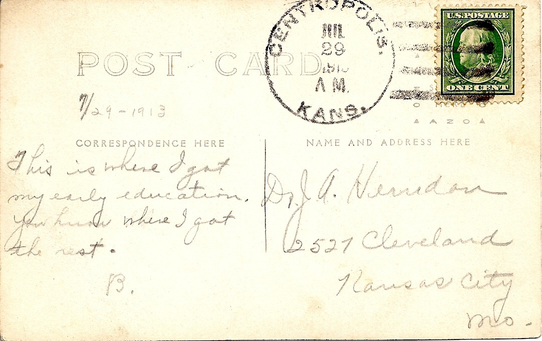  July 29, 1913 - postcard from  Vivian 
