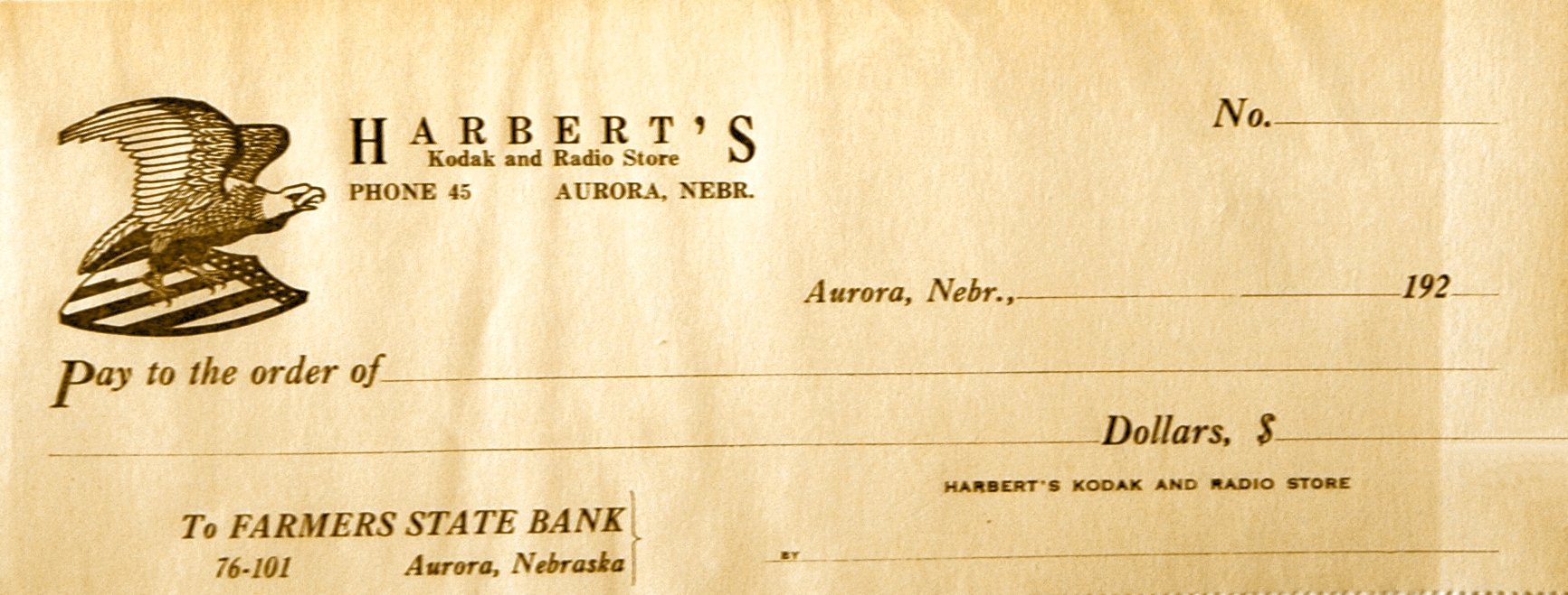  check from Francis Harbert's 