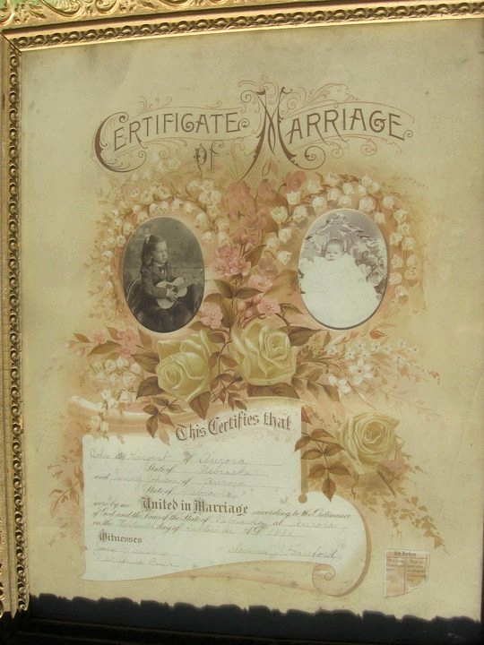  Francis Clyde Harbert - photos on parents Certificate of Marriage 